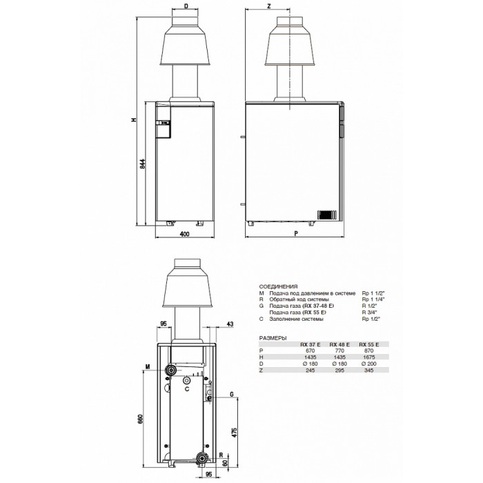 Напольный газовый котел отопления Sime RX 55 E
