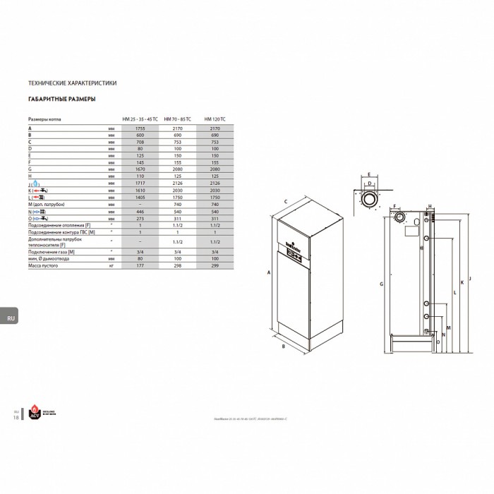 Напольный газовый котел отопления ACV HeatMaster 120 TC двухконтурный
